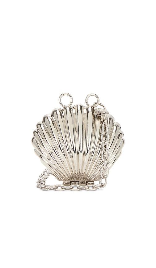 petit moments Shell Chain Clutch in Metallic Silver by PETIT MOMENTS