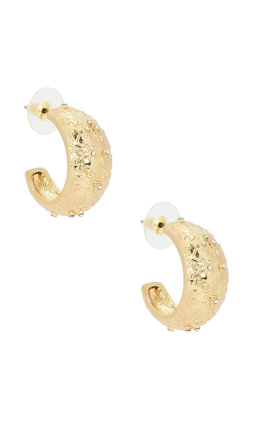 petit moments Sigil Hoop Earrings in Metallic Gold by PETIT MOMENTS