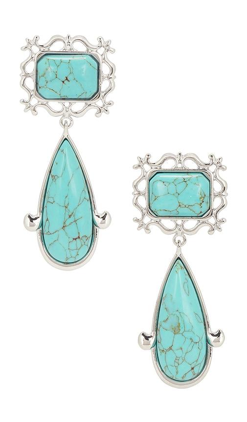 petit moments Viva Earrings in Metallic Gold,Teal by PETIT MOMENTS