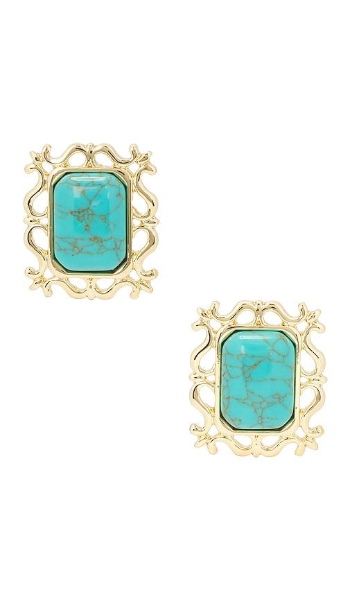 petit moments Viva Stud Earrings in Metallic SIlver,Teal by PETIT MOMENTS