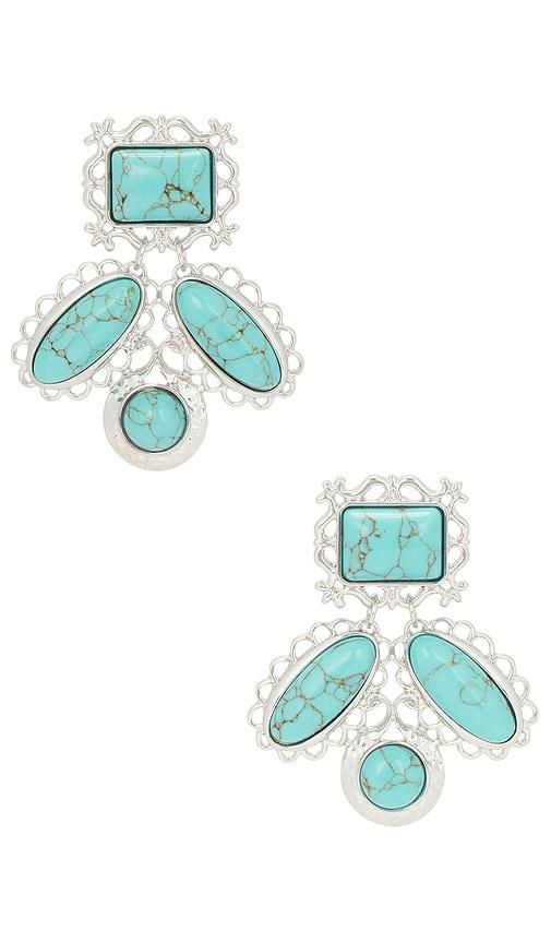 petit moments Wisteria Earrings in Metallic Silver,Teal by PETIT MOMENTS