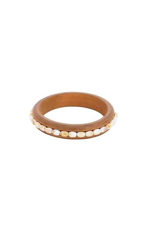 petit moments Wooden Beaded Cuff in Brown by PETIT MOMENTS