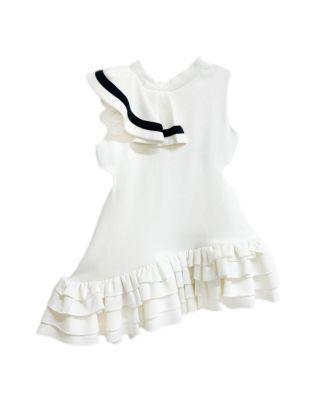 Girls' Alex White Ruffle Dress with Black Contrast Line - Baby by PETITE MAISON KIDS