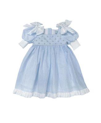 Girls' Charlotte Baby Blue Linen Dress- Baby by PETITE MAISON KIDS