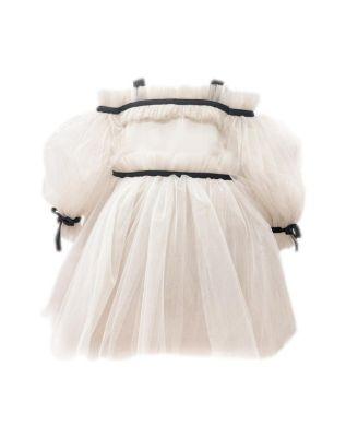 Girls' Coco Caramel Tulle Dress with Sheer Puff Tulle Sleeves - Baby by PETITE MAISON KIDS
