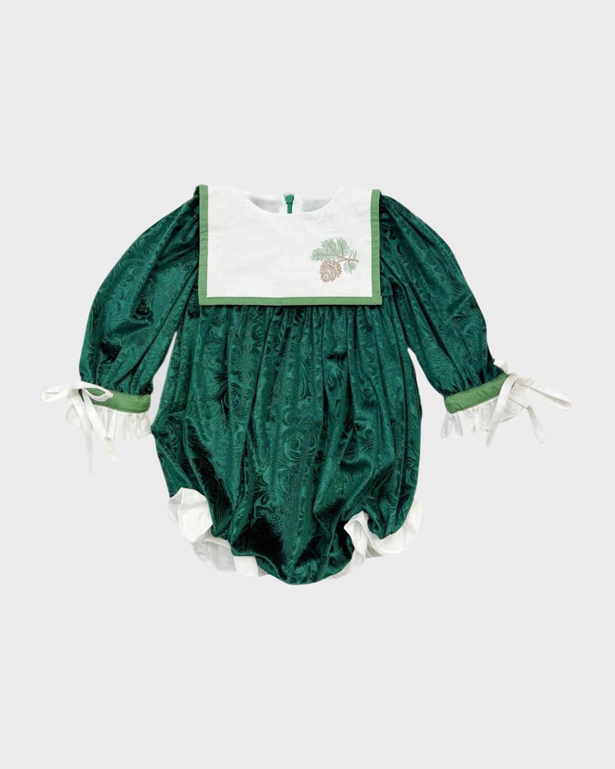 Girl's Everly Damask Velour Romper, Size 3M-3 by PETITE MAISON KIDS