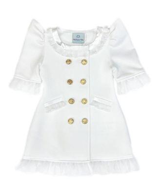 Girls' White Tuxedo Style Dress with Gold-Tone Hardware Buttons - Baby by PETITE MAISON KIDS
