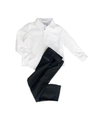 Unisex Petite Maison White Button Shirt and Black Tuxedo Pants Set by PETITE MAISON KIDS
