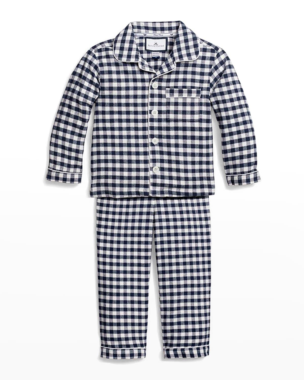 Boy's Navy Gingham Pajama Set, Size 6M-14 by PETITE PLUME