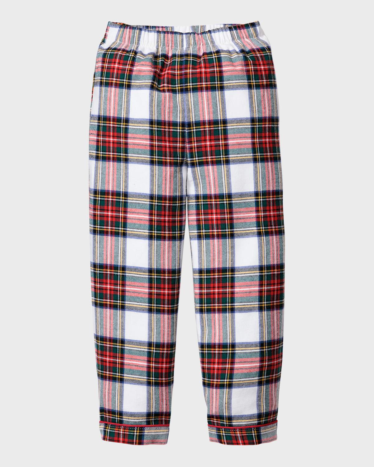 Kid's Balmoral Tartan-Print Pajama Pants, Size 6M-14 by PETITE PLUME