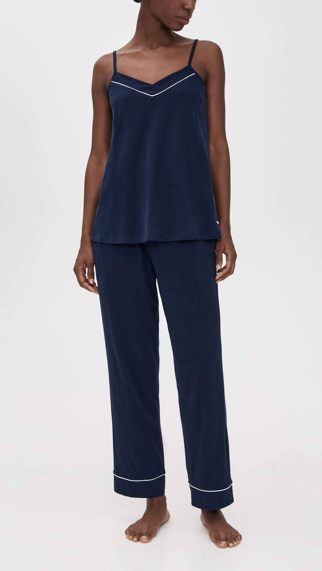 Pima Sylvie Pajama Pant Set in Navy by PETITE PLUME