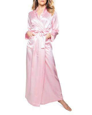 Pink Silk Long Robe by PETITE PLUME
