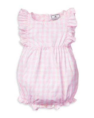 Unisex Pink Gingham Ruffled Romper - Baby by PETITE PLUME