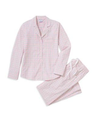 Woven Twill Plaid Classic Pajama Set in Peony Plaid by PETITE PLUME