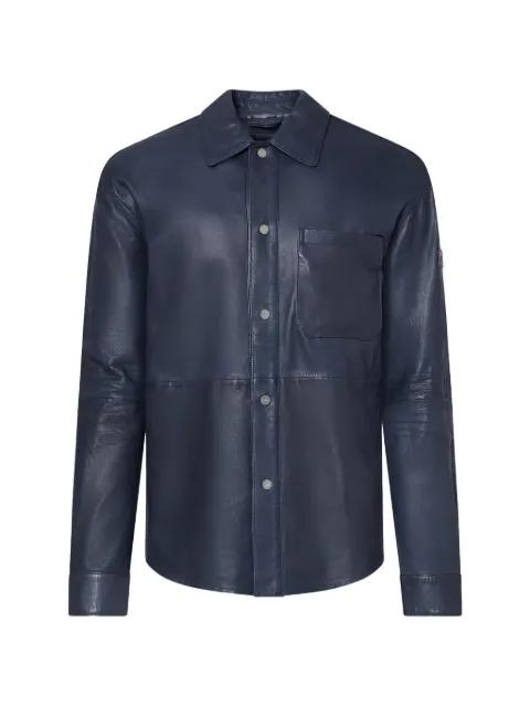 chest-pocket leather overshirt by PEUTEREY