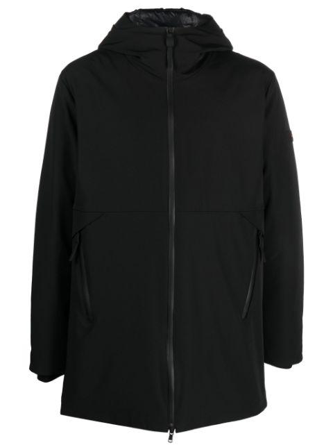 logo-patch hoodied coat by PEUTEREY
