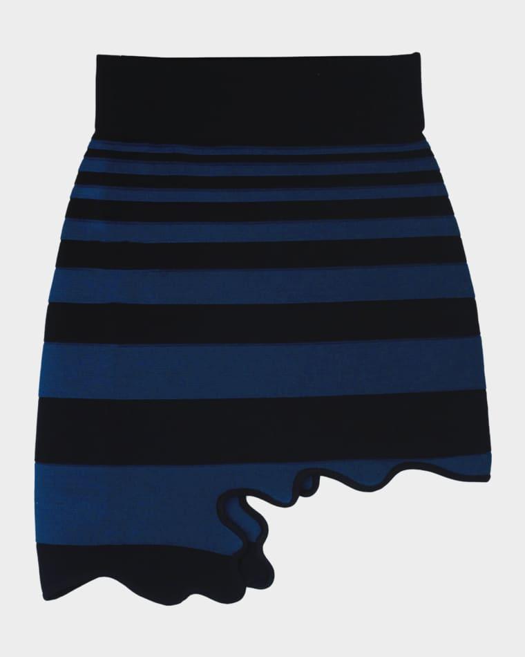 Chloe Striped Asymmetric Wavy Mini Skirt by PH5
