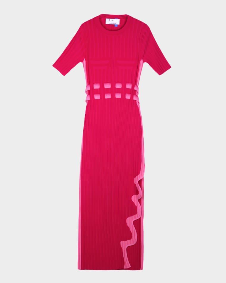 Jodie Pleated Midi Dress with Wavy Slit by PH5