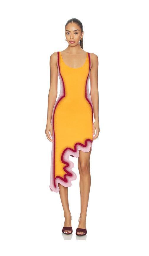 PH5 Aster Reversible Wavy Dress in Tangerine,Pink by PH5