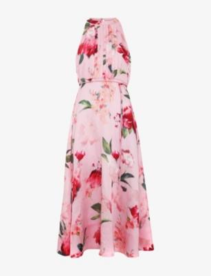 Bethany Floral-Print Linen-Blend Midi Dress by PHASE EIGHT