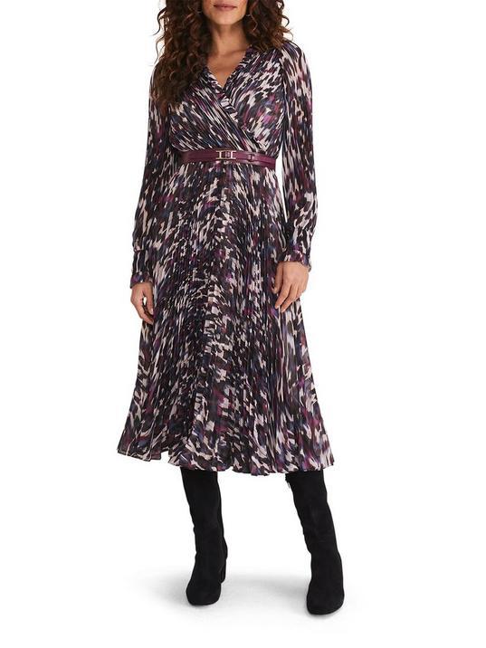 Eloise Animal Pleated Dress-Geometric by PHASE EIGHT