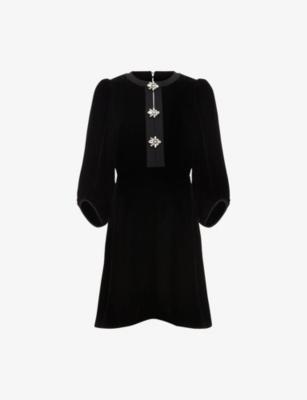 Heidi Diamante-Button Velvet Mini Dress by PHASE EIGHT