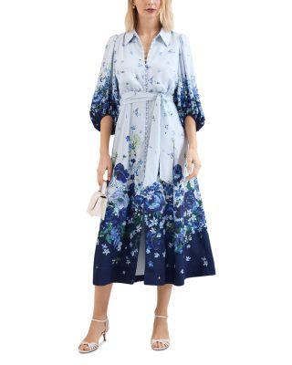 Noella Blue Floral Shirt Midaxi Dress by PHASE EIGHT