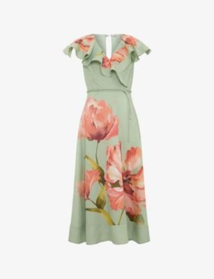Petite Matilda Floral-Print Linen-Blend Midi Dress by PHASE EIGHT