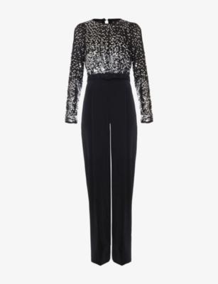 Shio Sequin-Embellished Long-Sleeve Stretch-Woven Jumpsuit by PHASE EIGHT