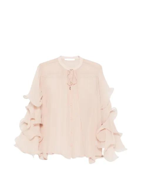 ruffled tie-neck blouse by PHILIA LOFT