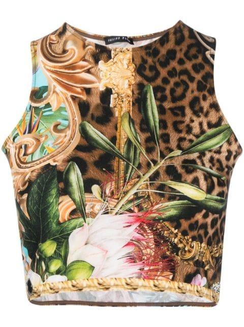 Baroque Flowers cropped top by PHILIPP PLEIN