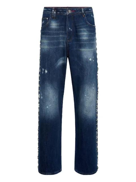 Beach Boy Fit star-studded distressed jeans by PHILIPP PLEIN