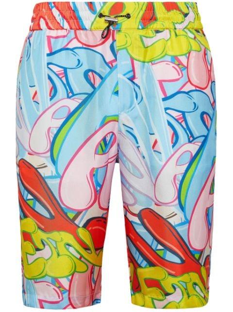 Bombing Graffiti silk bermuda shorts by PHILIPP PLEIN