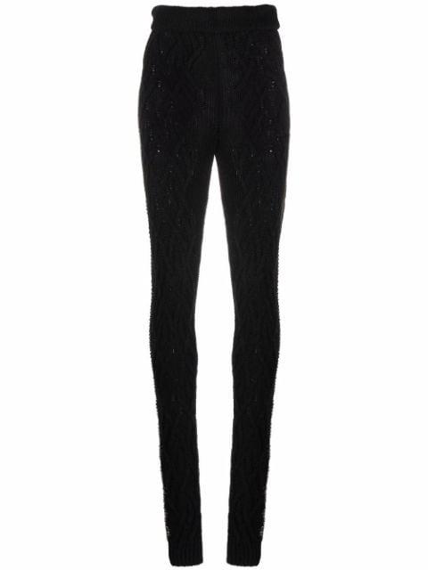 Cashmere Crystal cable-knit trousers by PHILIPP PLEIN