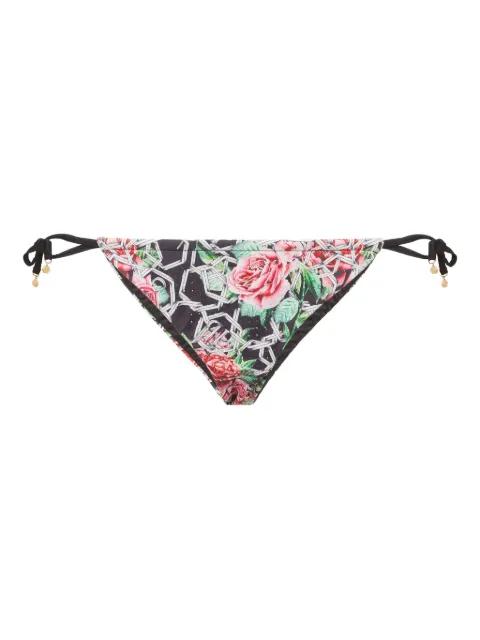 Chain Flower-print bikini bottoms by PHILIPP PLEIN