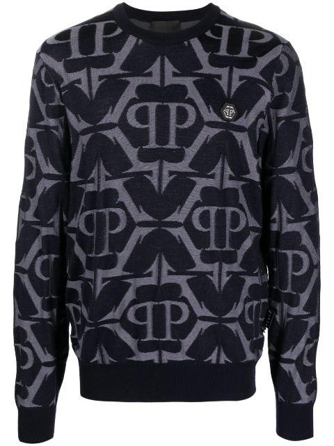 Chrome patterned-intarsia sweatshirt by PHILIPP PLEIN