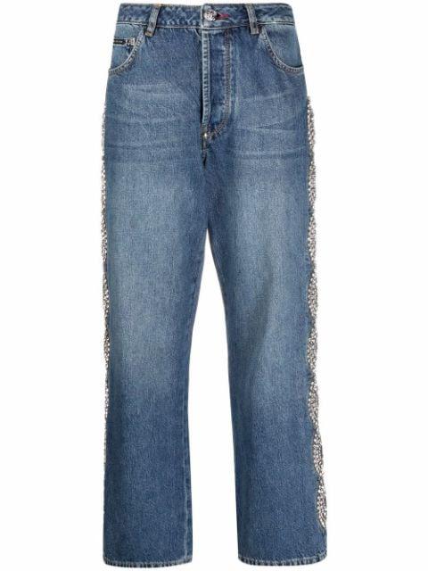 Crystal Cable wide-leg jeans by PHILIPP PLEIN