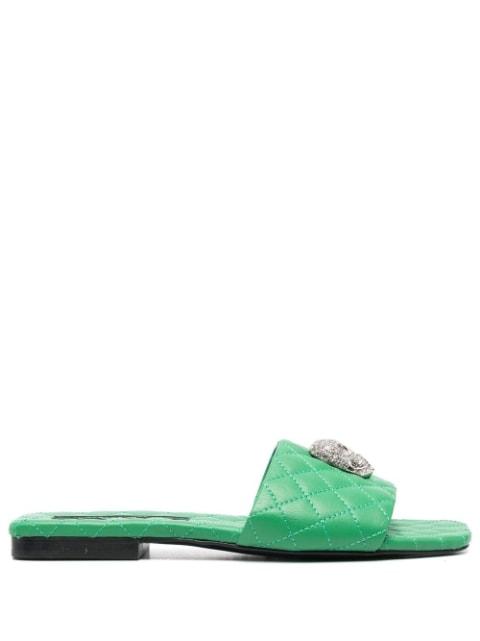 Crystal Skull matelassé slides by PHILIPP PLEIN