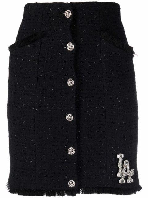 Crystal Skull tweed short skirt by PHILIPP PLEIN