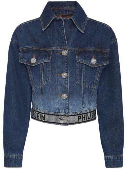 Crystal cropped denim jacket by PHILIPP PLEIN