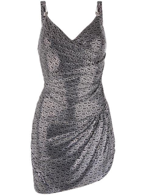 Crystal-embellished logo mini dress by PHILIPP PLEIN