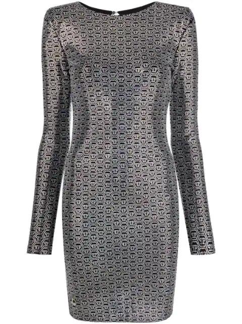 Crystal-embellished long-sleeve mini dress by PHILIPP PLEIN