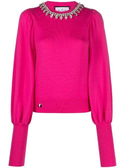 Crystal-embellished wool knitted jumper by PHILIPP PLEIN