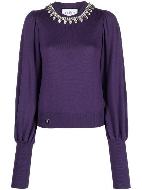Crystal-embellished wool knitted jumper by PHILIPP PLEIN