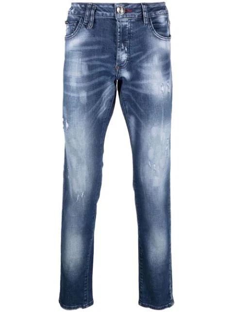 Destroyed straight-leg jeans by PHILIPP PLEIN