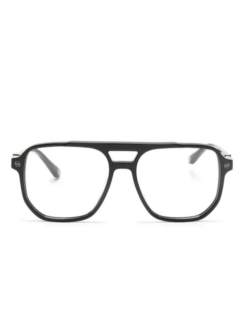 logo-plaque pilot-frame glasses by PHILIPP PLEIN EYEWEAR