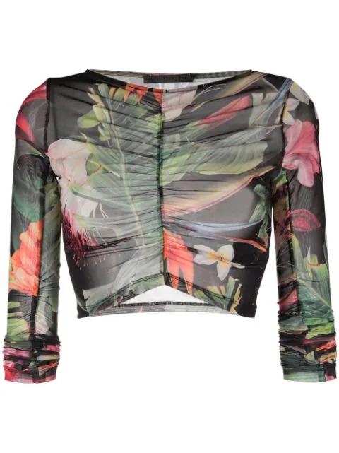 Flowers long-sleeve top by PHILIPP PLEIN
