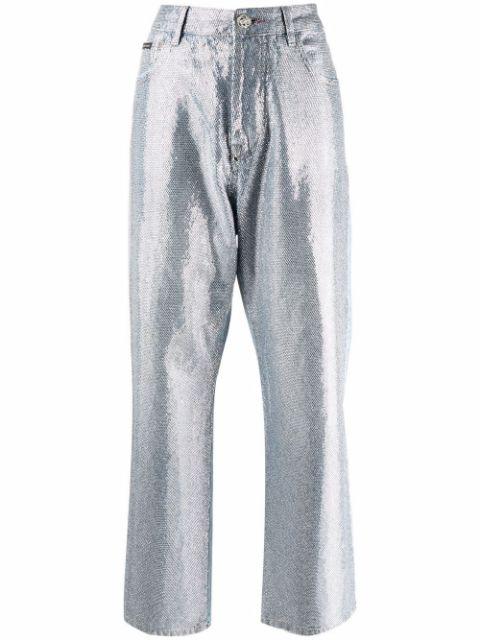 Full Crystal wide-leg jeans by PHILIPP PLEIN