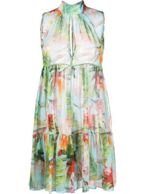 Georgette short dress with flower by PHILIPP PLEIN