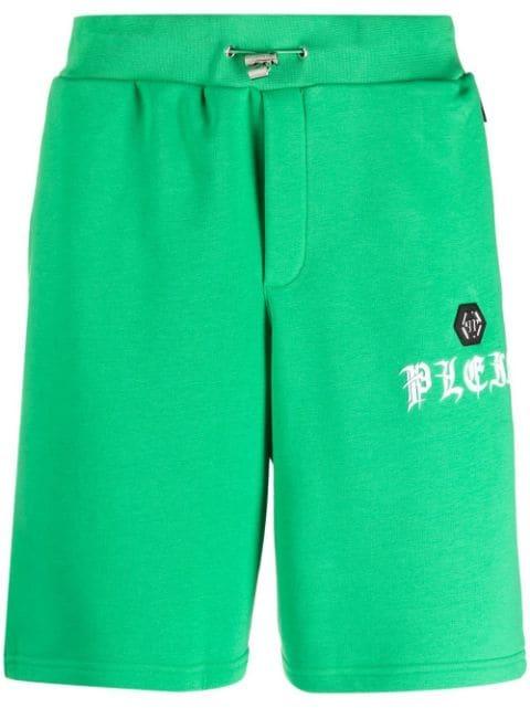'Gothic' logo-plaque track shorts by PHILIPP PLEIN